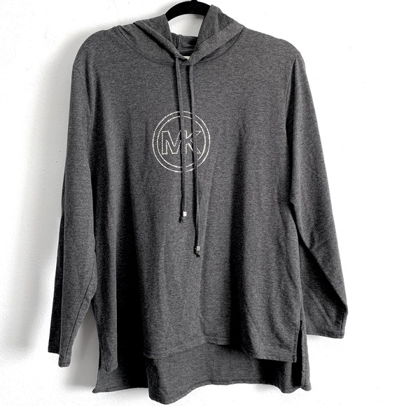 MICHAEL Michael Kors Tops - Michael Michael Kors Rhinestone “MK” Logo Lightweight Hoodie
